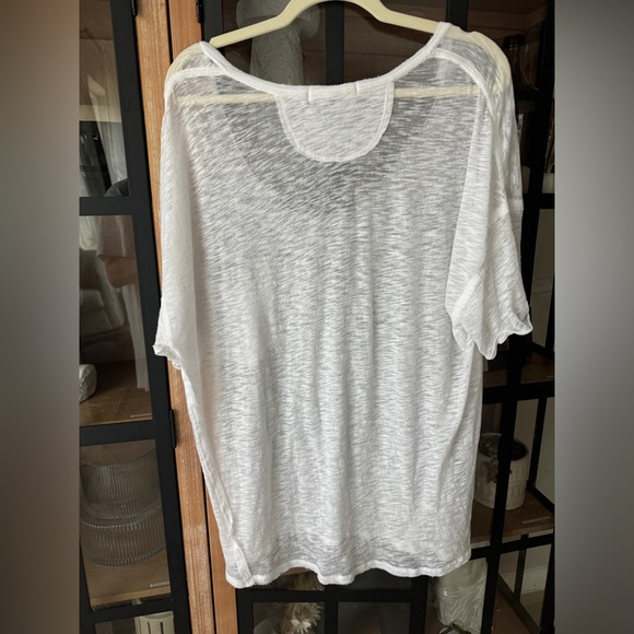 Free People tee oversized Care All I Need we the free scoop short sleeve pocket - Picture 3 of 10